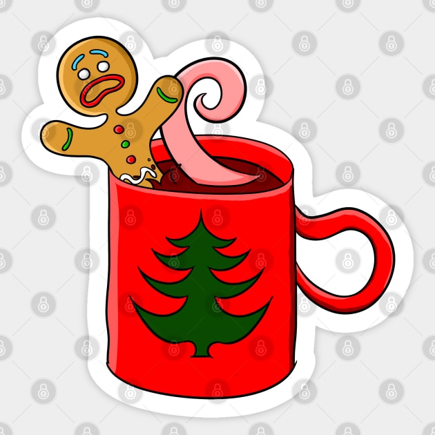 Swimming in a Cup - Gingerbread Sticker by Modern Medieval Design